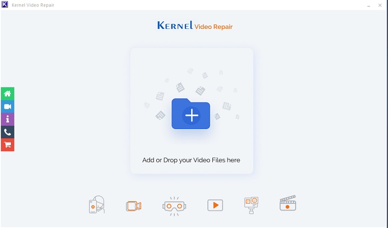 home screen of video repair tool