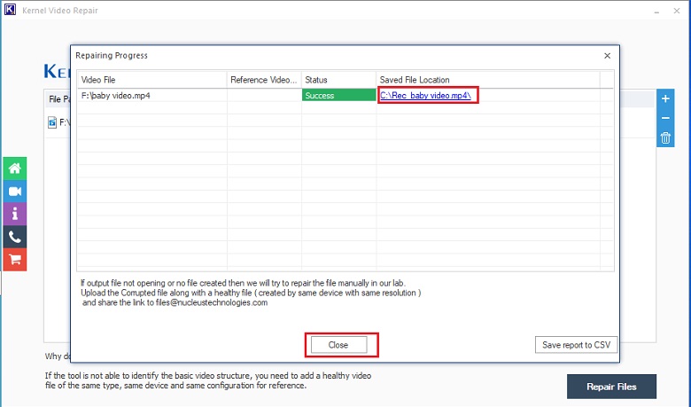 view the repaired files