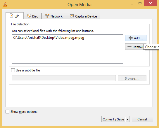 select the MPEG file