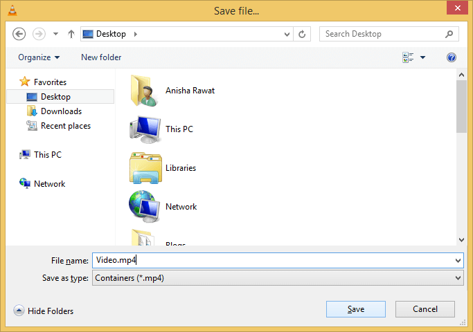 select the destination for MP4 files