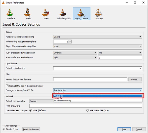 select Always fix option