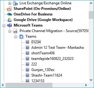 List of teams in the account