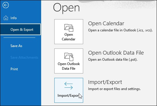 click Import Export option