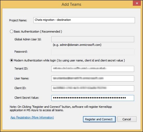 either choose same or different login method and click on Register and Connect