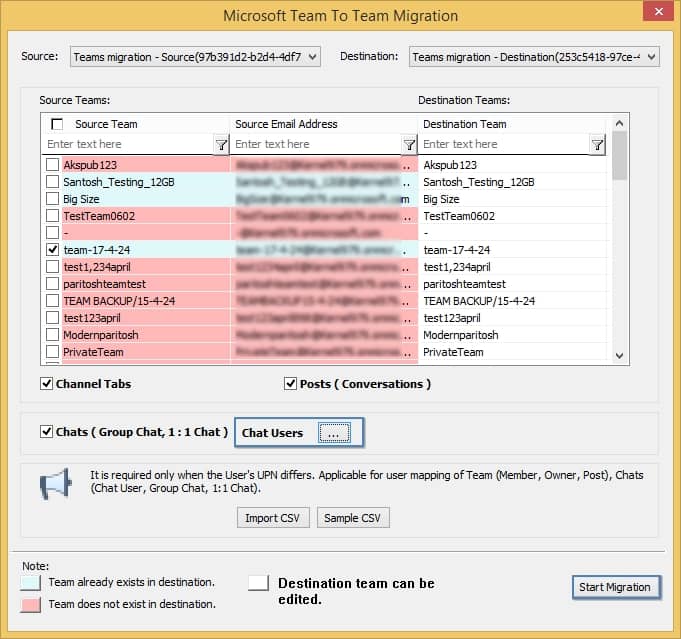 The migration wizard shows you a mapped screen