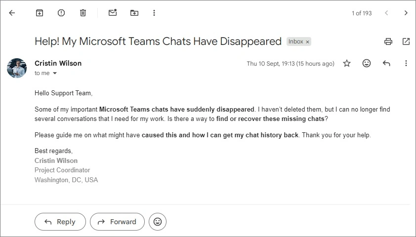 teams chat disappeared