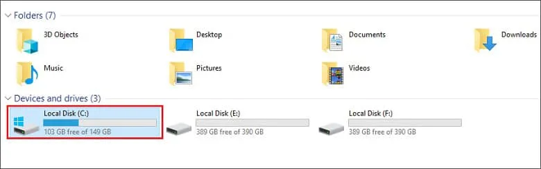 Go to Local Disk C drive
