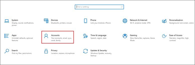 Accounts option