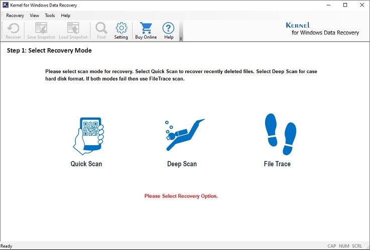 launch Kernel for Windows Recovery