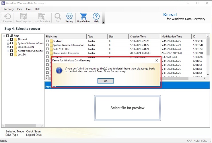 switch to intense scanning modes, Deep Scan or File Trace