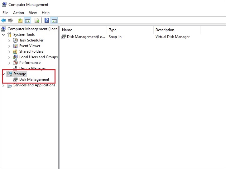 select Disk Management