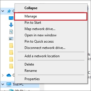 Select the Manage option