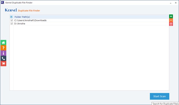 The selected one will be displayed and click on Start Scan to proceed