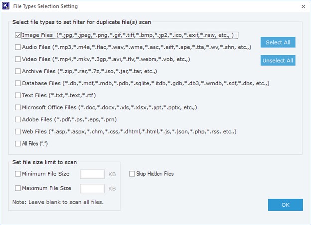 tick on Image Files and click on OK