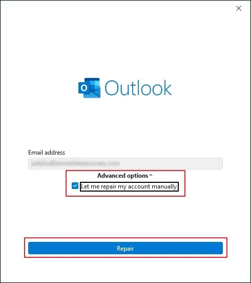Expand advanced option and check manually