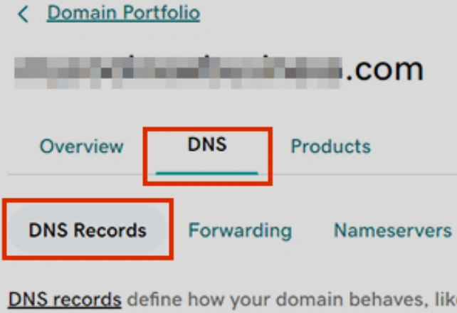 click on the DNS tab and select the DNS Records section