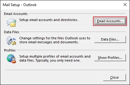 Click on the email accounts