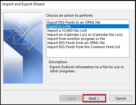 Select Export to a file