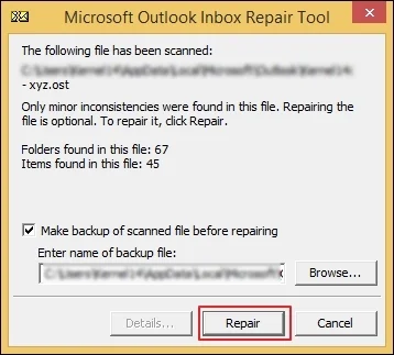 start the repair process