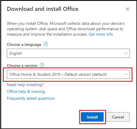 Select the Install option