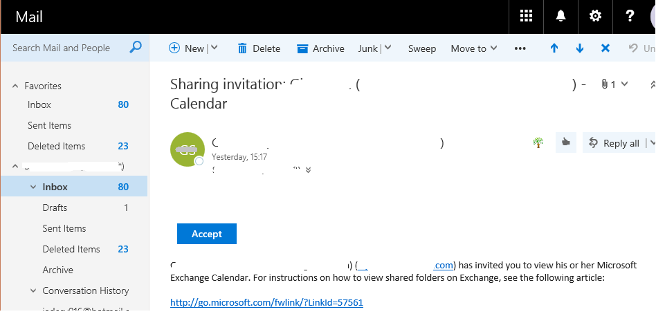 open a shared calendar in Outlook WebApp