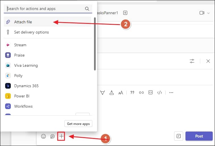 click the plus icon then select Attach file
