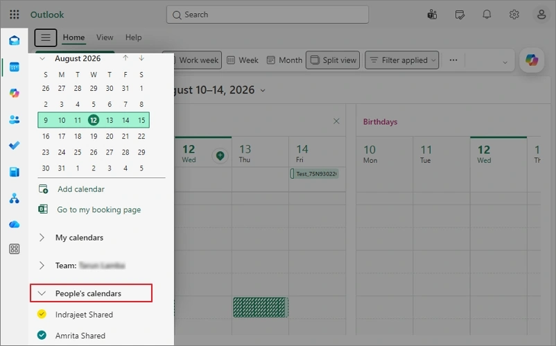 open shared calendar in outlook