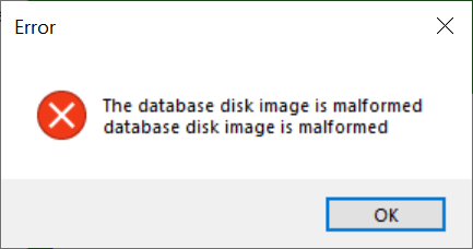 SQLite Database Disk Image is Malformed