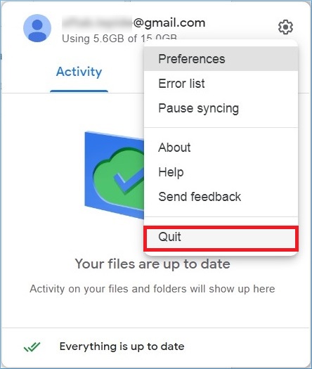 Restart Google Drive for Desktop