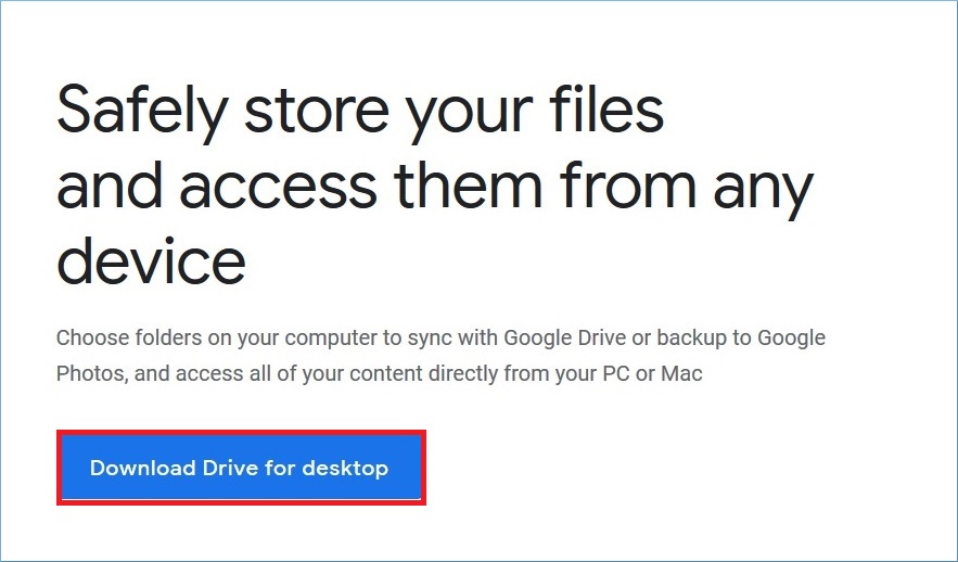 Download Drive for Desktop