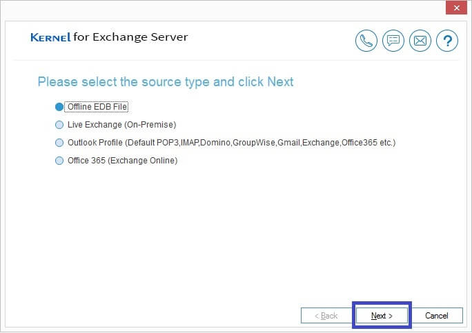 Select Offline EDB file