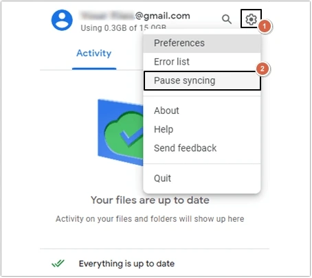 click on gear button