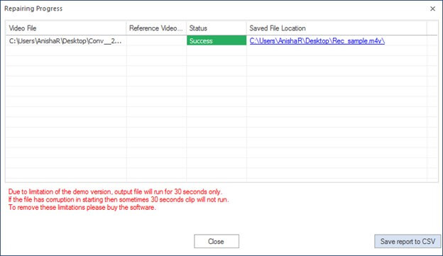 Save report to CSV