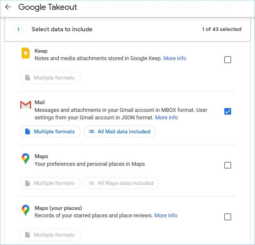 Select data to include