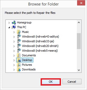 Select the destination to save the photos