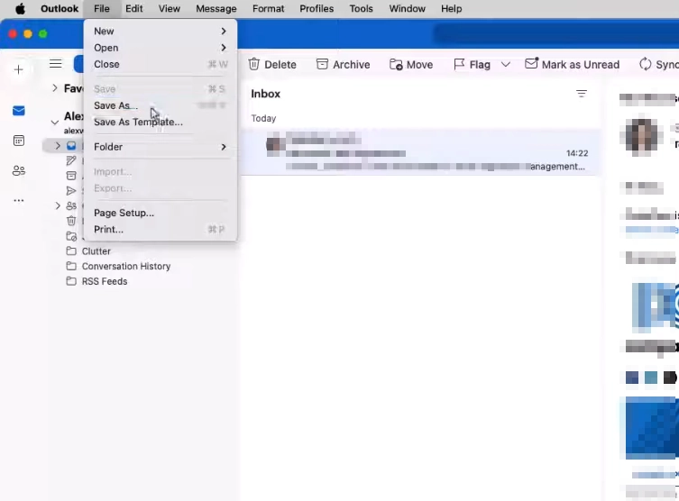 outlook mac save as