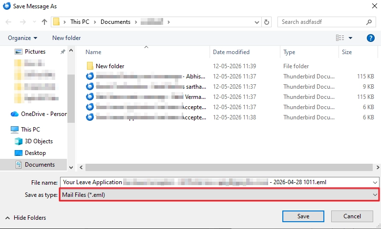 save emails thunderbird
