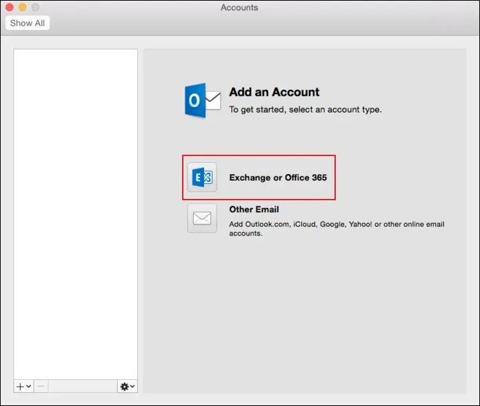 Click on exchange or office 365 option