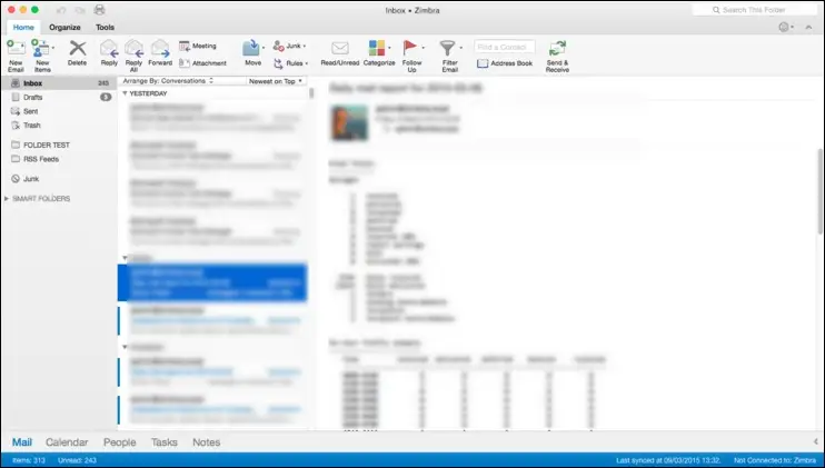Zimbra mail is is added fto Outlook for Mac