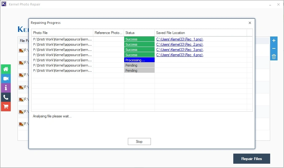 PNG files repair start