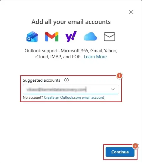 Enter email address and continue