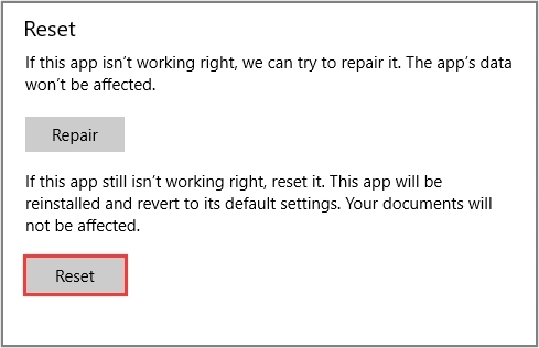 reset microsoft photo