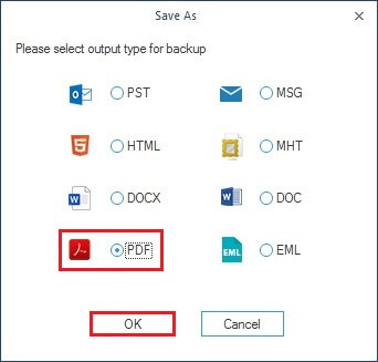 Check the output file format as PDF