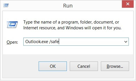 open Outlook in safe mode