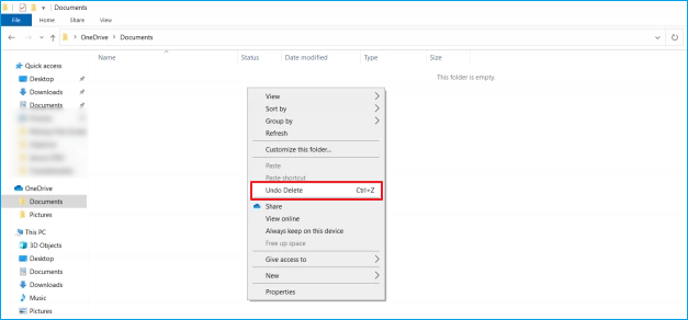 Undo delete action