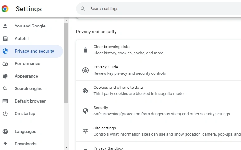 Clear Browsing Data