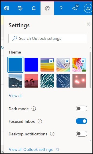 select All Outlook Settings