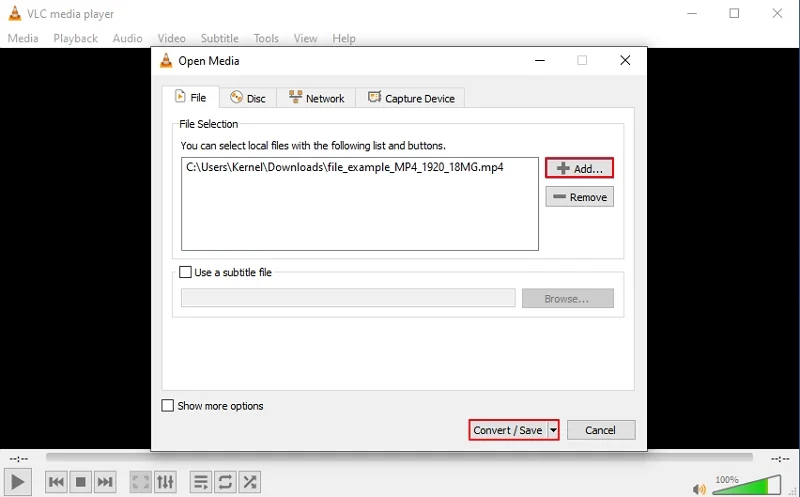 Add media file and convert