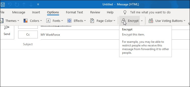 select Options and choose Encrypt