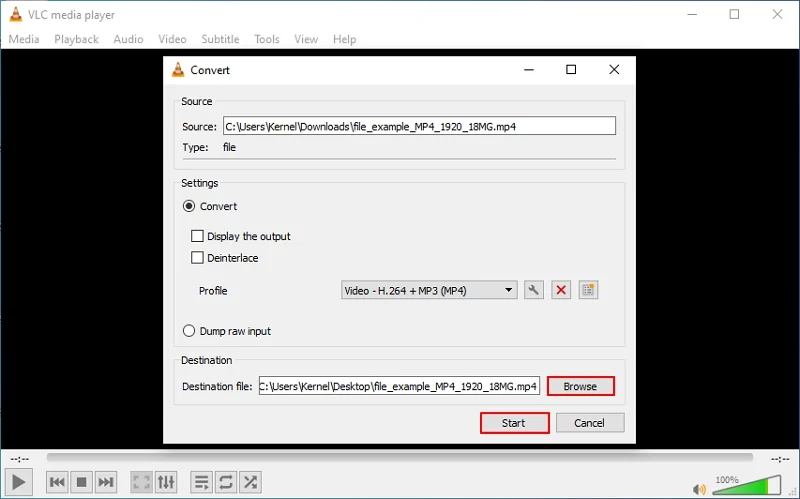 Browse and start converting